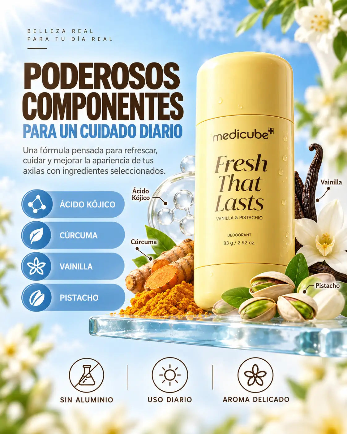 Medicube Desodorante sin aluminio de ácido kójico y cúrcuma