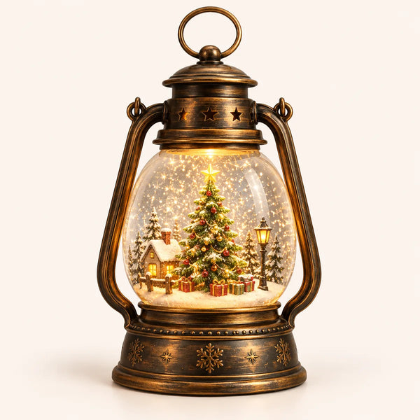 Farol Navideño con Música y Nieve Giratoria