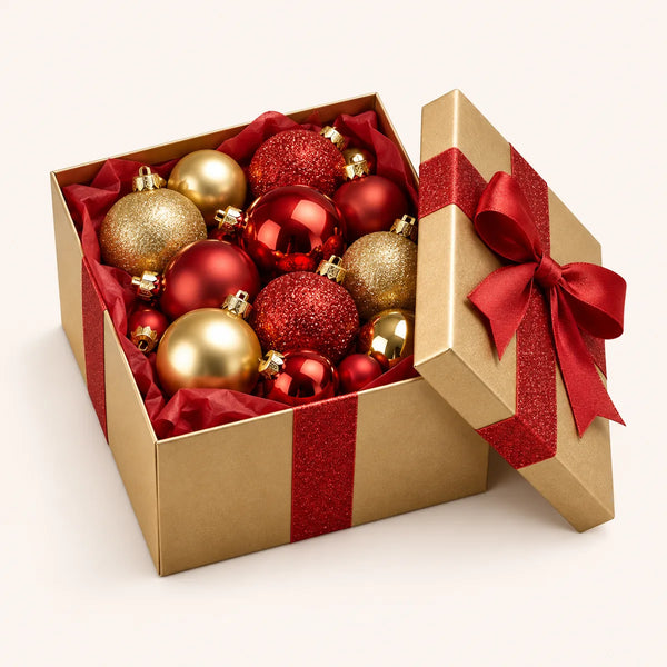 Set x24 Bolas Navideñas Rojo y Dorado